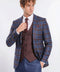 Patterned Checked Slim Fit Blue Men Suit - Wessi
