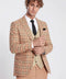Slim Fit Patterned Checked Orange Men Suit - Wessi