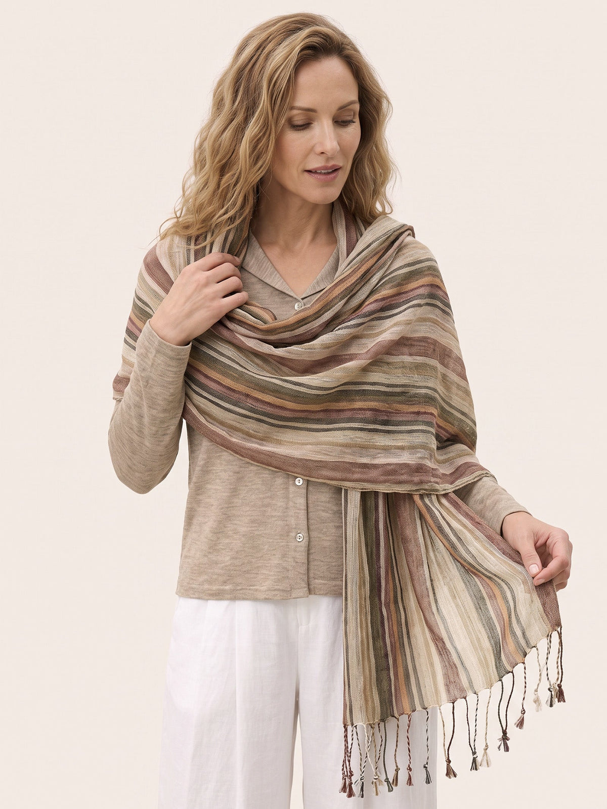 Textured Linen Lightweight Wrap Scarf