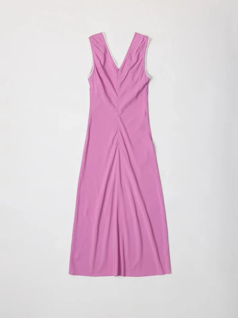 Arielle Lace Trimmed Midi Dress Pink