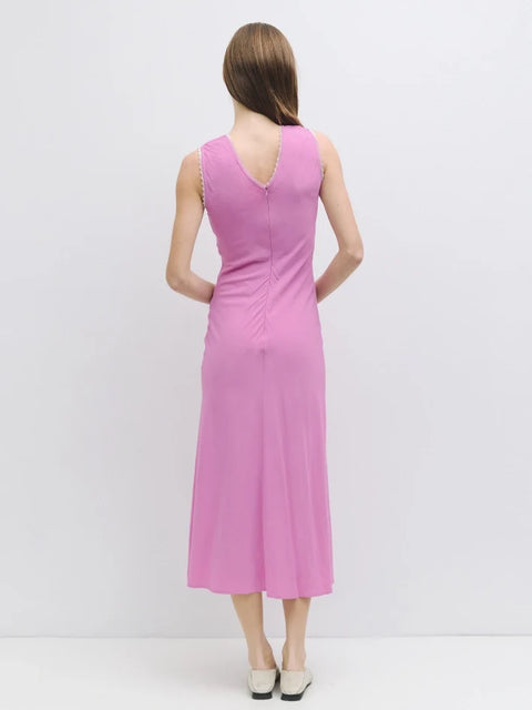 Arielle Lace Trimmed Midi Dress Pink