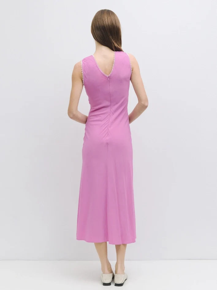 The Arielle Dress | Lace Trimmed Midi Dress PINK