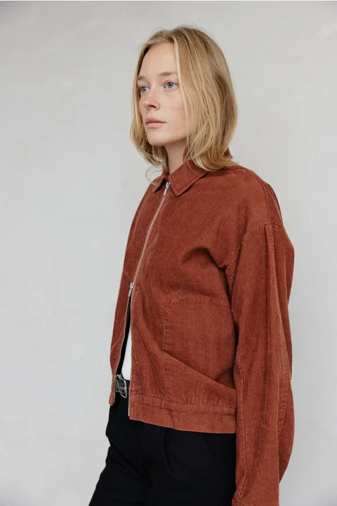 The Hayden Jacket | Cropped Corduroy Jacket - BRICK