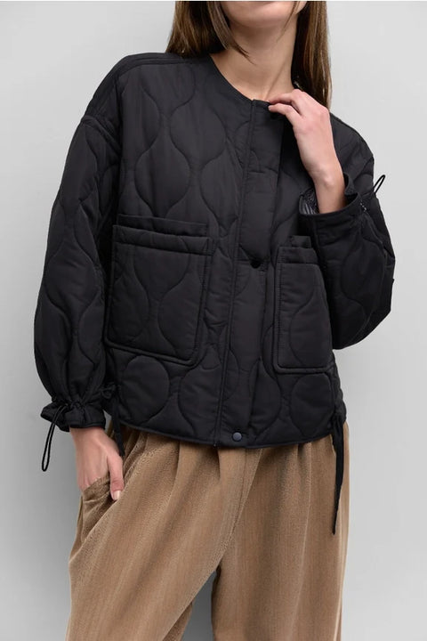 The Kara Jacket | Quilted Zip Jacket - BLACK