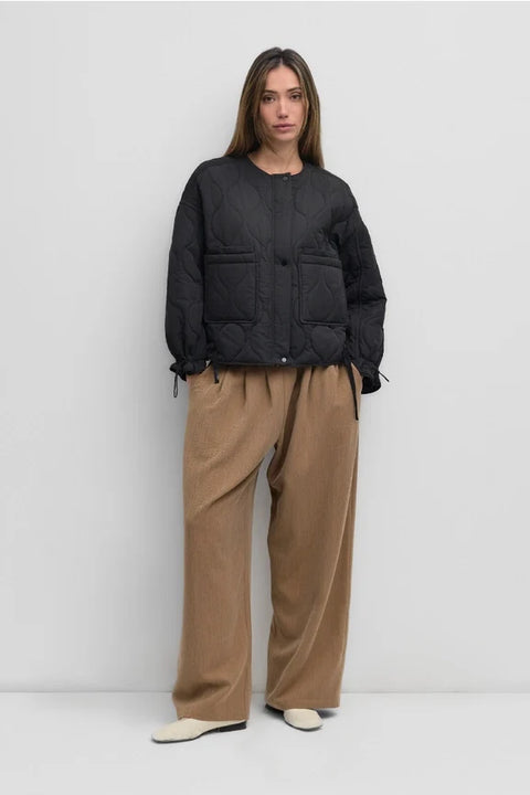 The Kara Jacket | Quilted Zip Jacket - BLACK