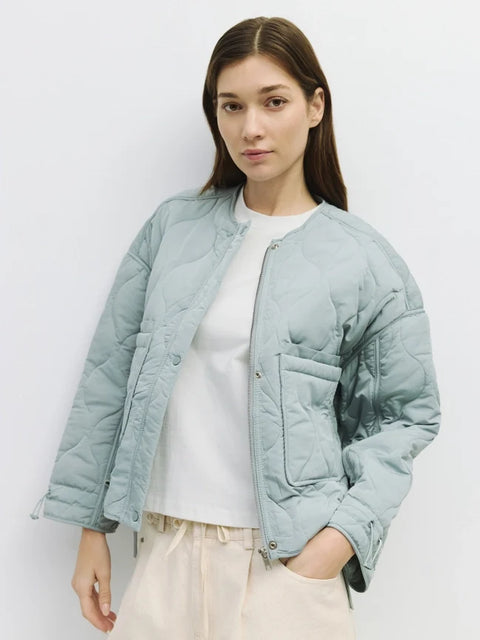 The Kara Jacket | Quilted Zip Jacket - Blue