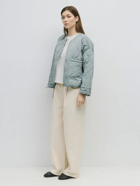 The Kara Jacket | Quilted Zip Jacket - Blue
