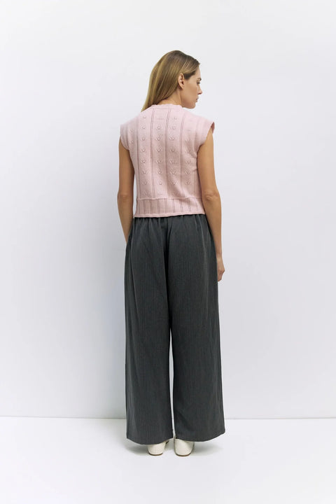 The Linda Vest | Pointelle Sweater Vest - Pink
