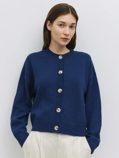 The Lucy Cardigan | Boxy Fit Button-Down Cardigan NAVY