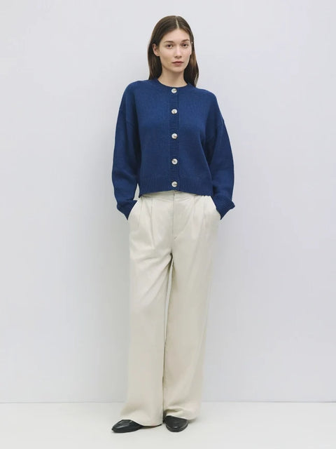 The Lucy Cardigan | Boxy Fit Button-Down Cardigan NAVY