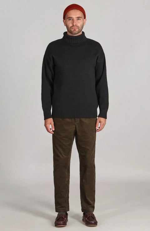 The Modern Submariner - Roll Neck Merino Wool Jumper Black
