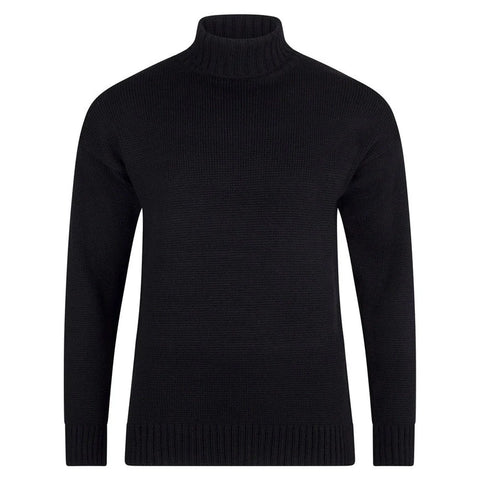 The Modern Submariner - Roll Neck Merino Wool Jumper Black