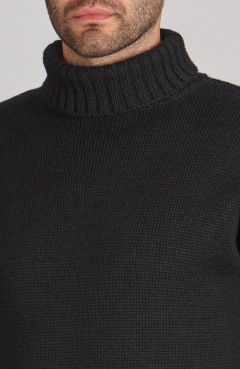 The Modern Submariner - Roll Neck Merino Wool Jumper Black