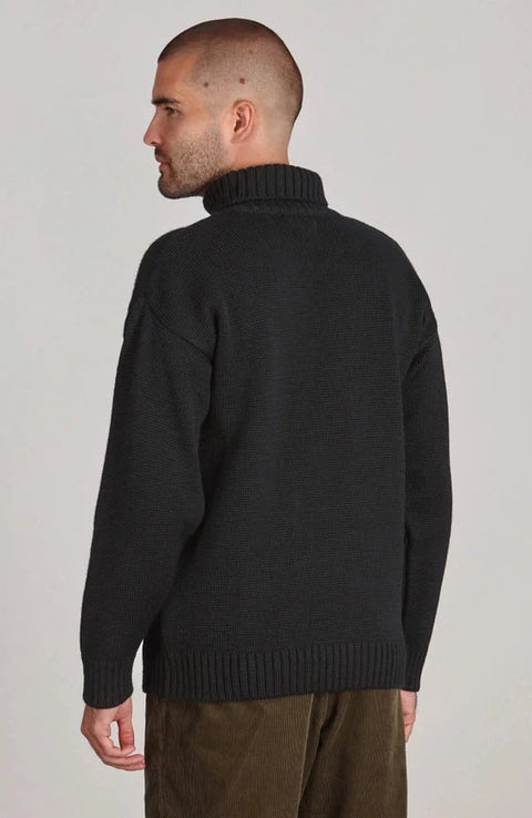 The Modern Submariner - Roll Neck Merino Wool Jumper Black