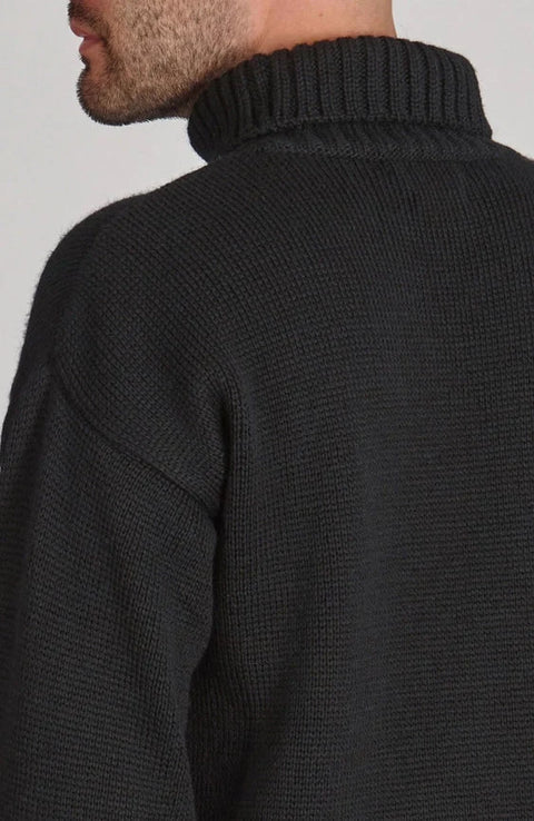 The Modern Submariner - Roll Neck Merino Wool Jumper Black