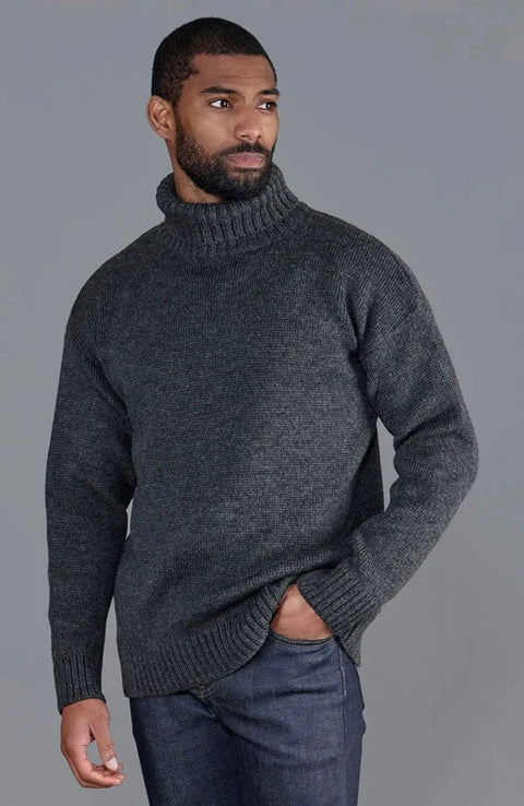 The Modern Submariner - Roll Neck Merino Wool Jumper Charcoal