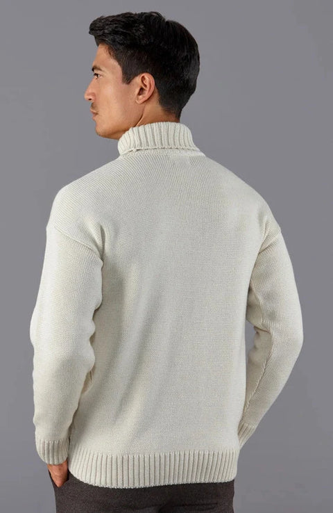 The Modern Submariner - Roll Neck Merino Wool Jumper Ecru