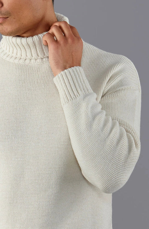 The Modern Submariner - Roll Neck Merino Wool Jumper Ecru