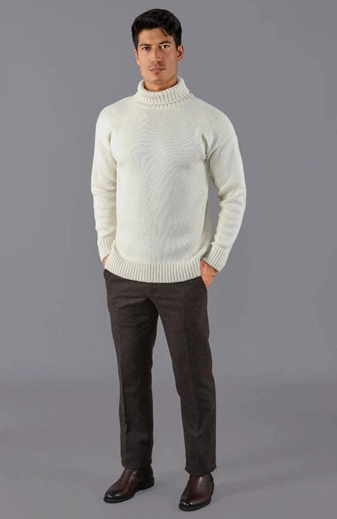 The Modern Submariner - Roll Neck Merino Wool Jumper Ecru