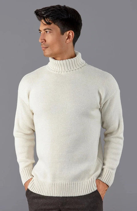 The Modern Submariner - Roll Neck Merino Wool Jumper Ecru