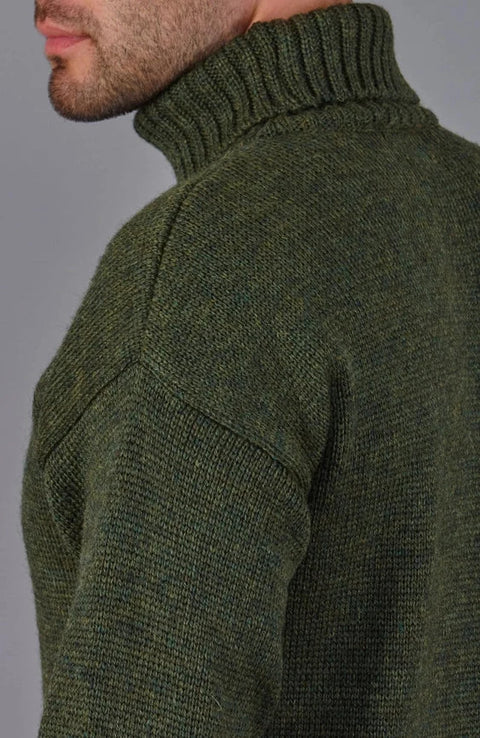 The Modern Submariner - Roll Neck Merino Wool Jumper Green