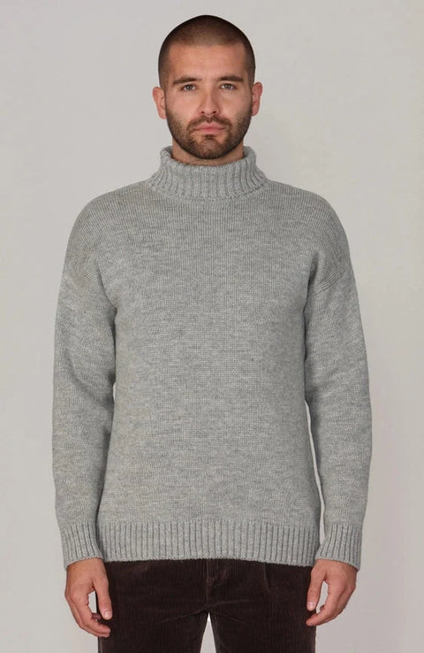 The Modern Submariner - Roll Neck Merino Wool Jumper Light Grey
