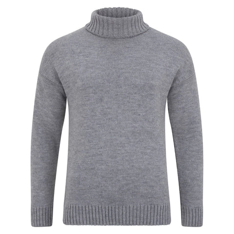 The Modern Submariner - Roll Neck Merino Wool Jumper Light Grey