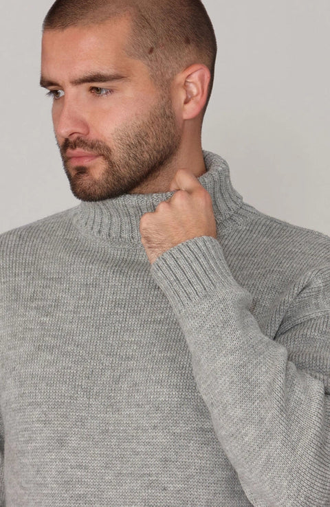 The Modern Submariner - Roll Neck Merino Wool Jumper Light Grey