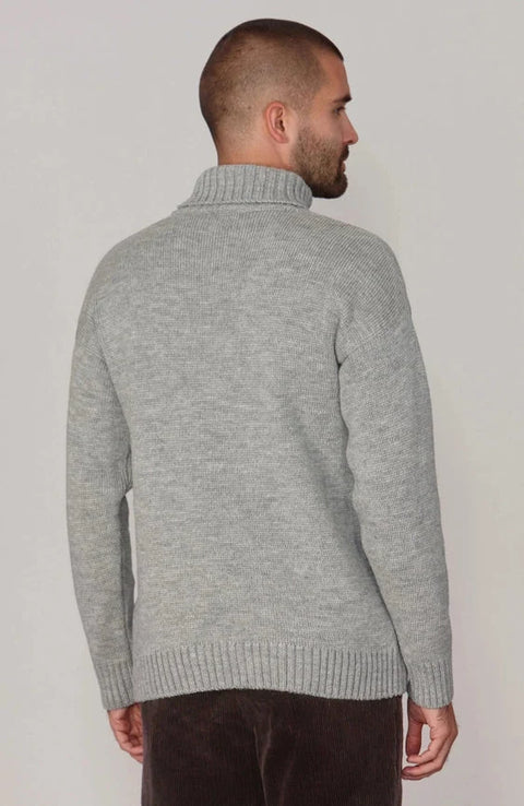 The Modern Submariner - Roll Neck Merino Wool Jumper Light Grey
