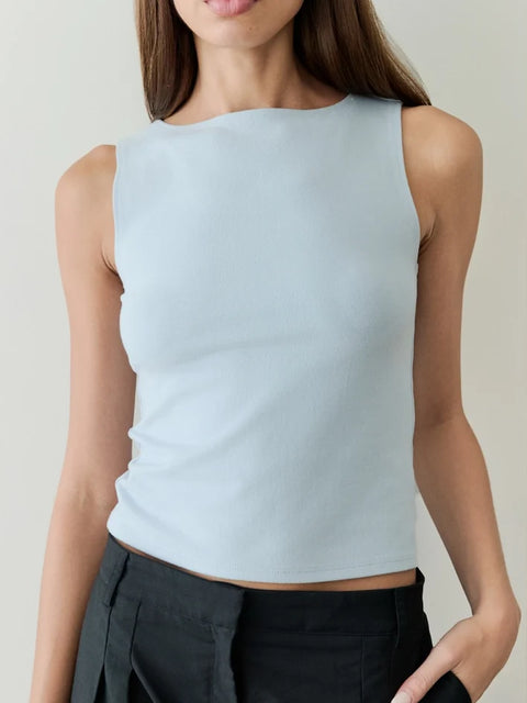 The Sidney Top | Brushed Knit Tank Top  LIGHT BLUE