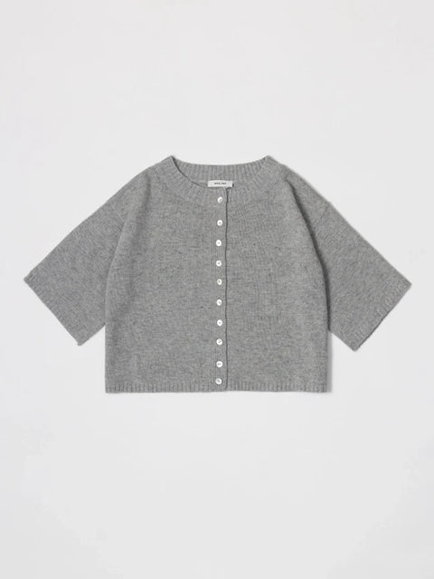The Stacey Cardigan | Brushed Half Sleeve Cardigan - HEATHER GREY