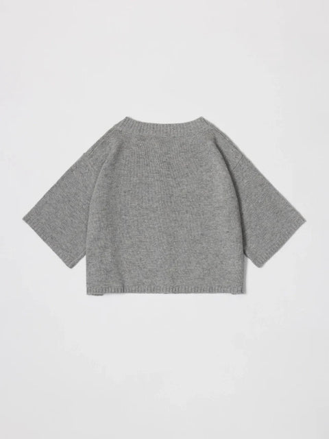 The Stacey Cardigan | Brushed Half Sleeve Cardigan - HEATHER GREY