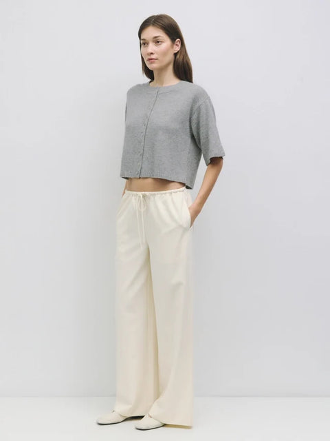 The Stacey Cardigan | Brushed Half Sleeve Cardigan - HEATHER GREY