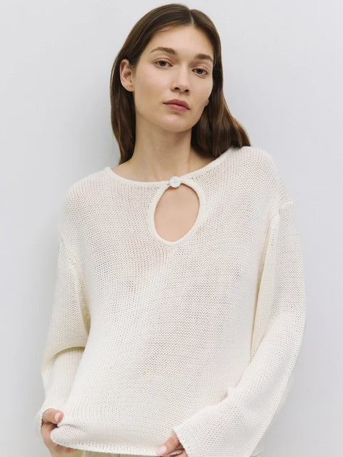 The Tala Sweater | Knit Sweater with Keyhole Neckline CREAM
