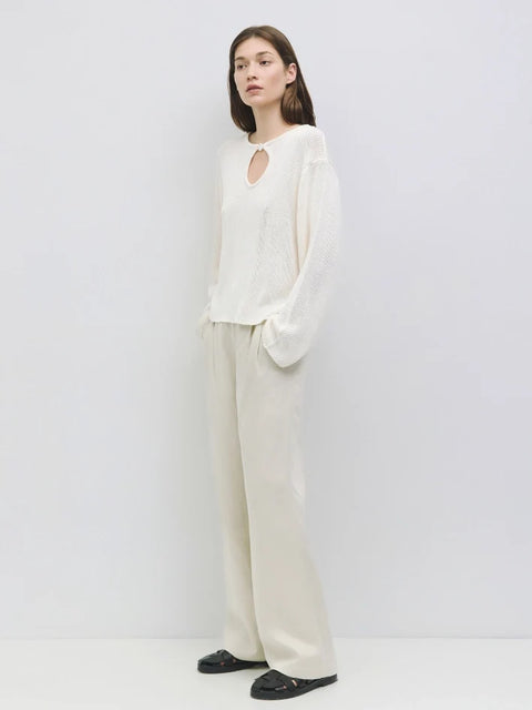 The Tala Sweater | Knit Sweater with Keyhole Neckline CREAM