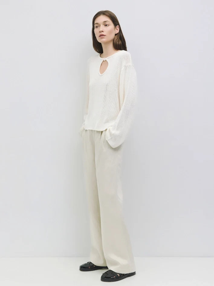 The Tala Sweater | Knit Sweater with Keyhole Neckline CREAM
