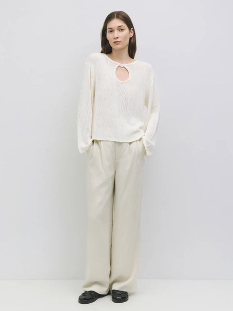 The Tala Sweater | Knit Sweater with Keyhole Neckline CREAM