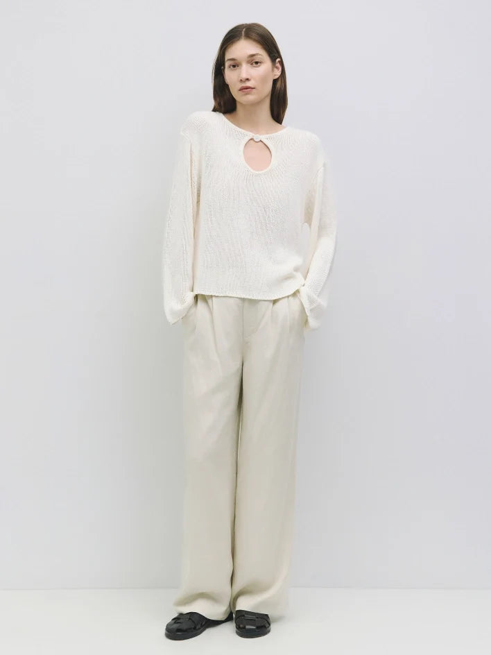 The Tala Sweater | Knit Sweater with Keyhole Neckline CREAM