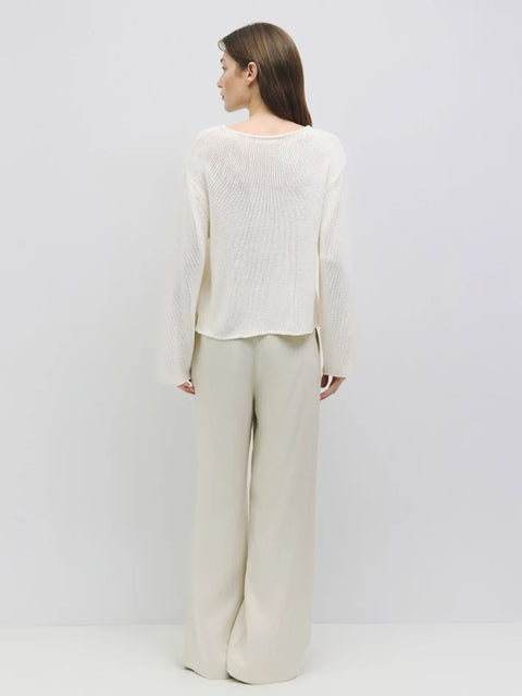The Tala Sweater | Knit Sweater with Keyhole Neckline CREAM