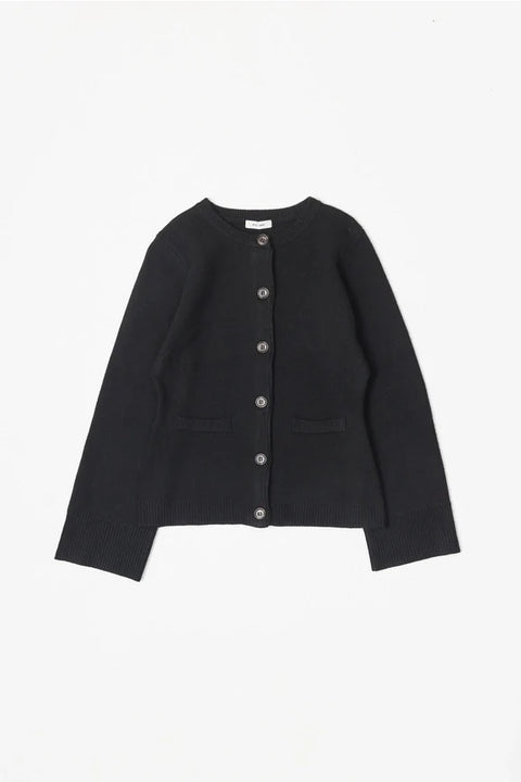 The Tyler Cardigan | Women's Bell Sleeve Buttoned Sweater - BLACK