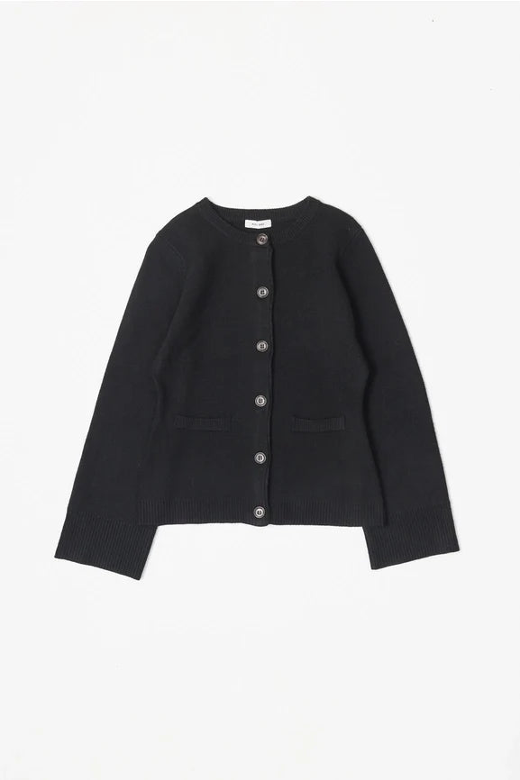 The Tyler Cardigan | Women's Bell Sleeve Buttoned Sweater - BLACK