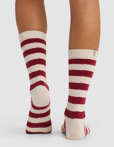 Striped Plush Lounge Calf Sock