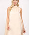 Tie Back Halter Neck Satin A-Line Dress in Champagne