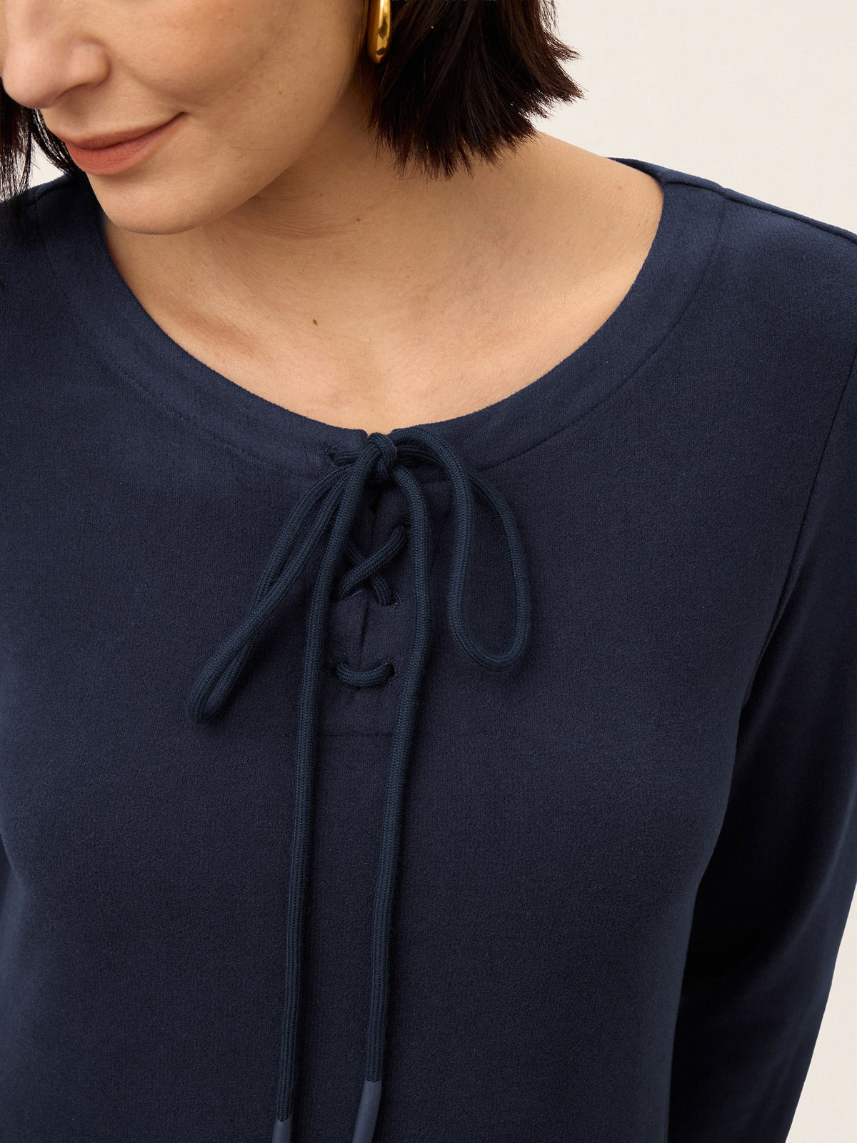 Cotton Tie Neck Three Quarter Sleeve Midi Dress SERENELLA