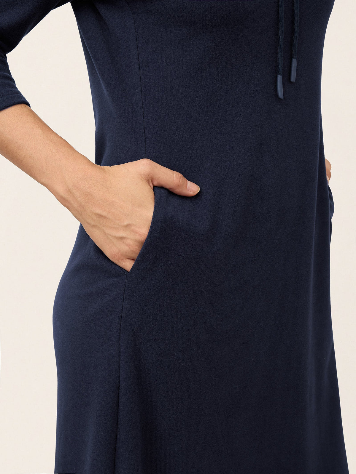 Cotton Tie Neck Three Quarter Sleeve Midi Dress SERENELLA