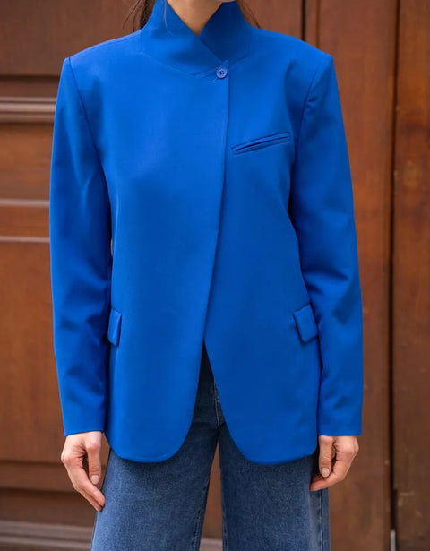 Timeless Structured Jacket with Fold-Down Officer Collar