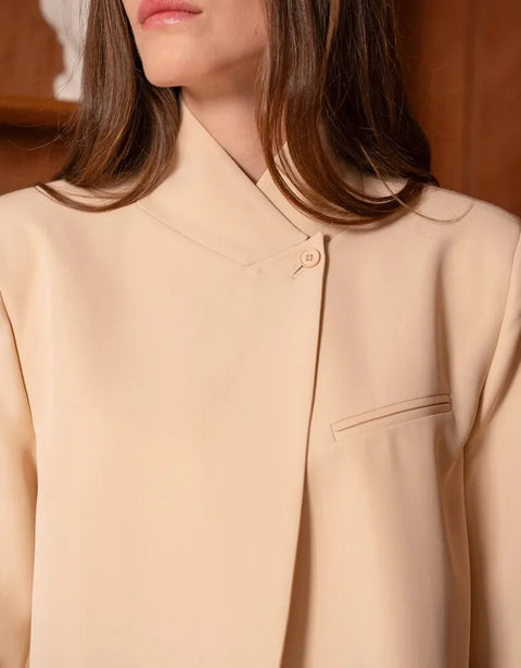 Timeless Structured Jacket with Fold-Down Officer Collar
