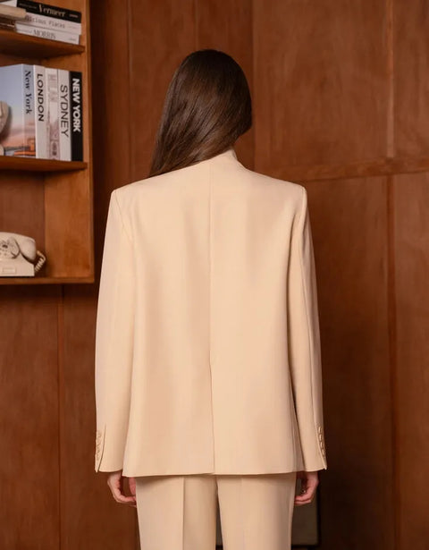 Timeless Structured Jacket with Fold-Down Officer Collar