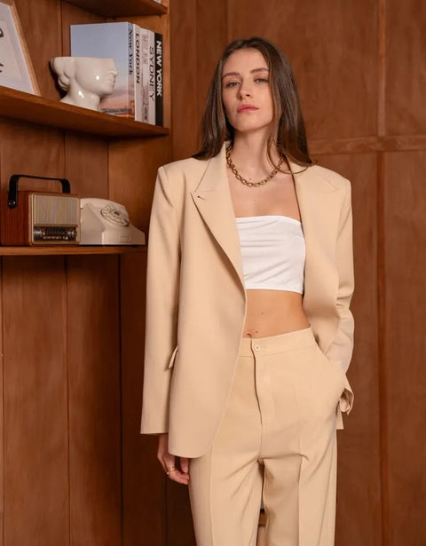 Timeless Structured Jacket with Fold-Down Officer Collar