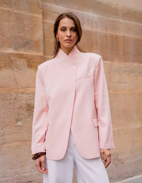 Timeless Structured Jacket with Fold-Down Officer Collar